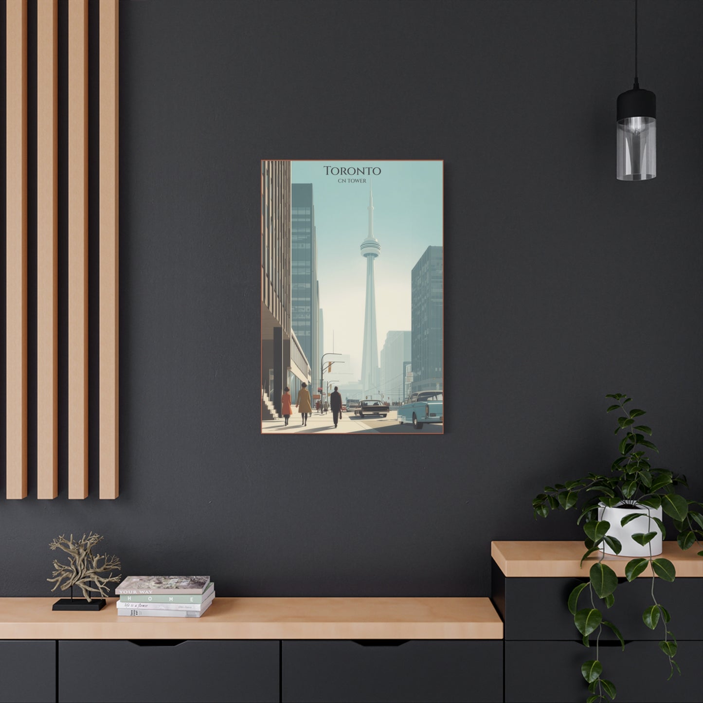 Toronto CN Tower Vintage Cityscape Matte Canvas Print