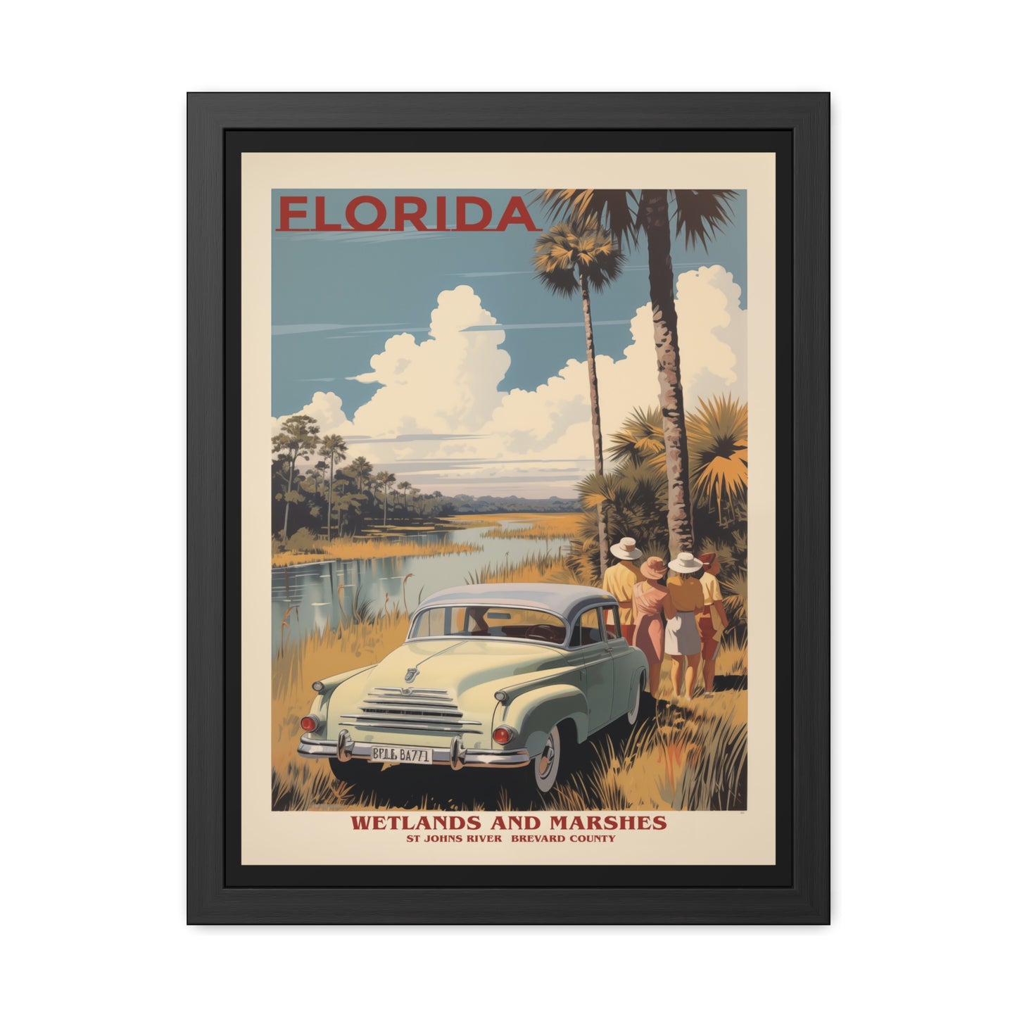 Vintage Florida Wetlands Wall Art - St. Johns River Scenic View