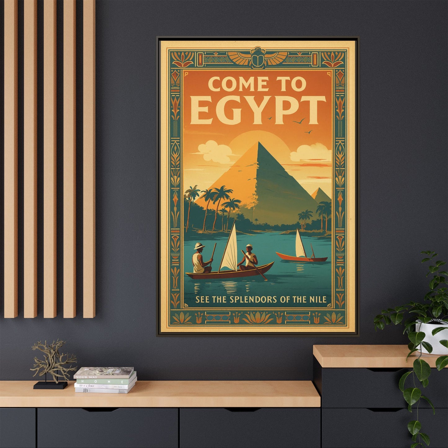 Come to Egypt — Vintage Nile Matte Canvas Print (Framed)
