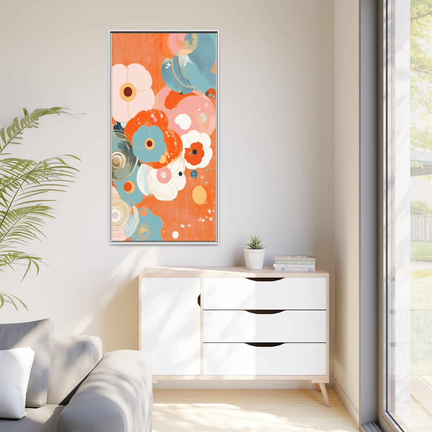 Framed Floral Canvas Art Print — Colorful Abstract Blooms
