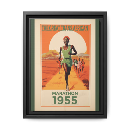 "The Great Trans African Marathon – 1955 Vintage Sports Canvas" Matte Canvas, Black Frame