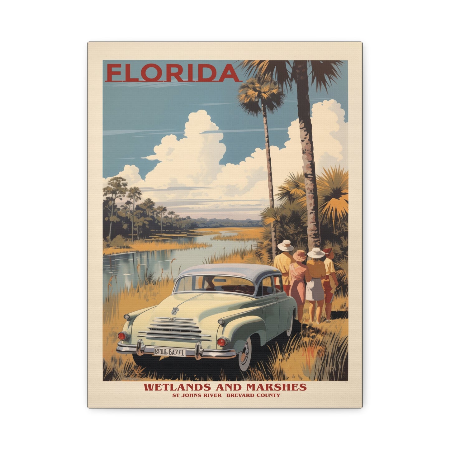 "Retro Florida Wetlands and Marshes Poster - St. Johns River Matte Stretched Canvas" Matte Canvas, Stretched, 1.25"