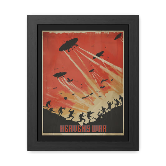 Vintage Sci-Fi Poster - 'Heavens War: Invasion from Above' Retro Apocalypse Artwork Framed Posters