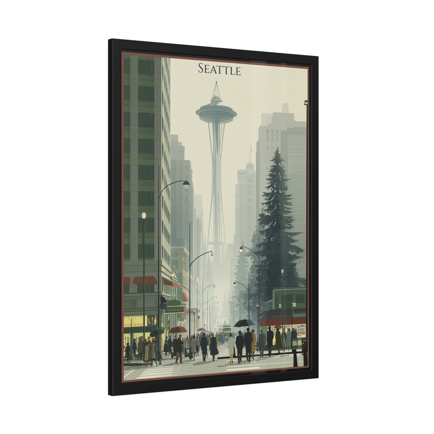 Seattle Vintage Travel Poster — Framed Paper Poster