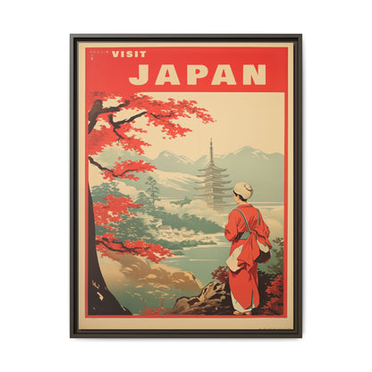 Visit Japan Vintage Travel Poster Matte Canvas Print (Framed)
