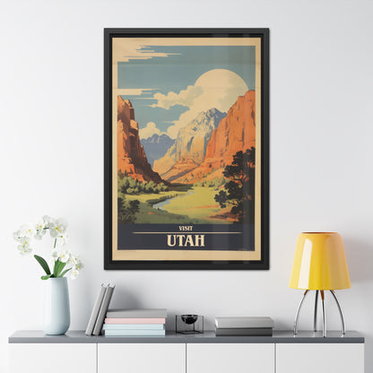 Vintage Utah Poster - Iconic Landscape of Zion National Park Art Print Framed Posters