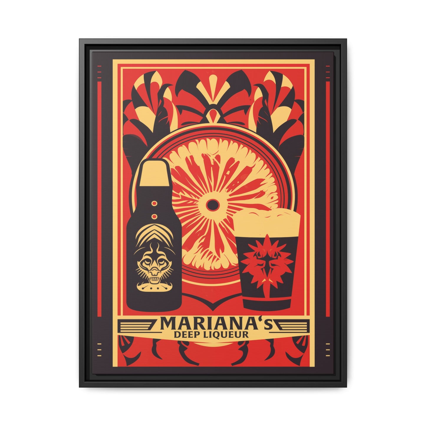 "Vintage Mariana's Deep Liqueur Poster - Bold Citrus Matte Canvas Wall Art with Black Frame" Matte Canvas, Black Frame