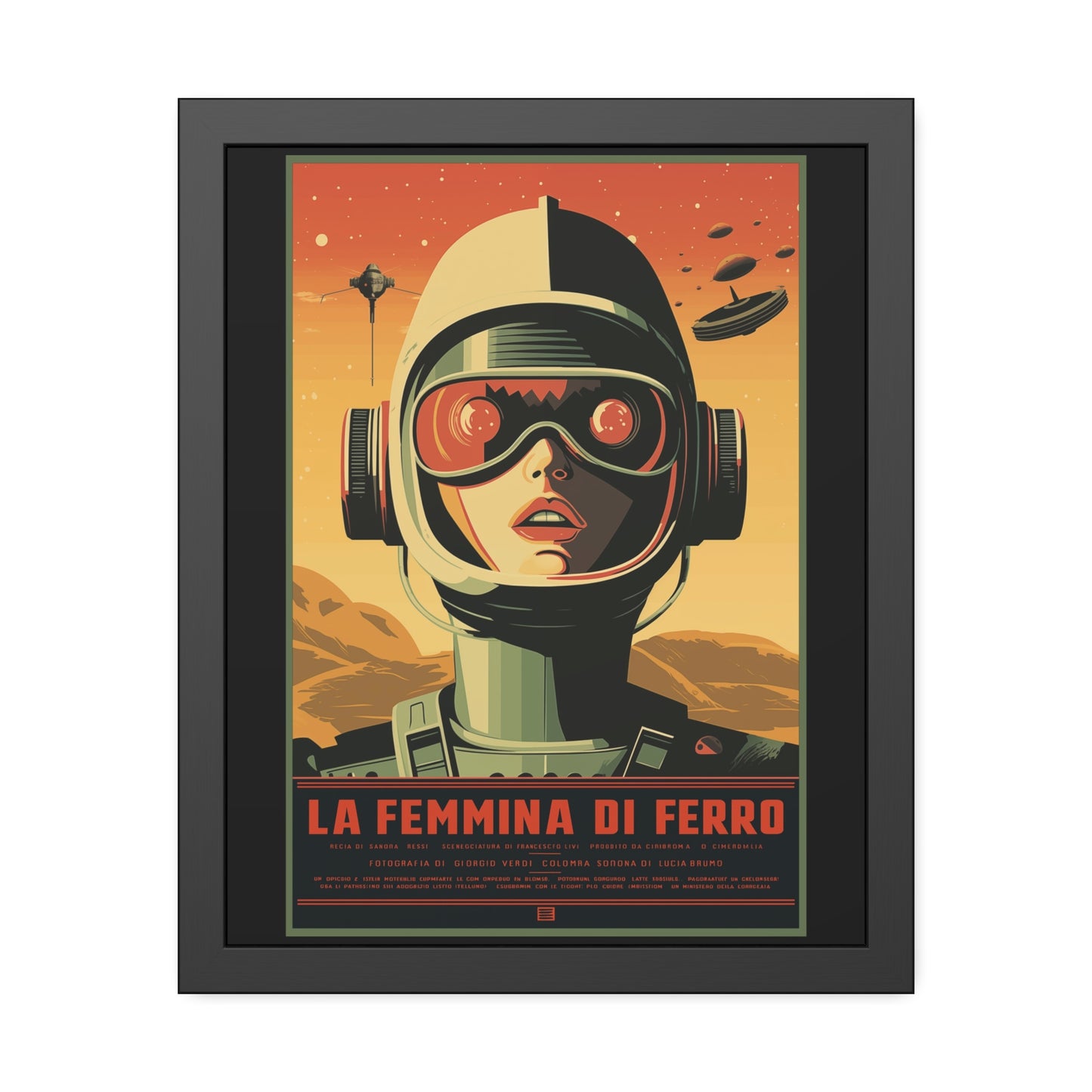 Retro Sci‑Fi Poster — "La Femmina di Ferro" Framed Art Print