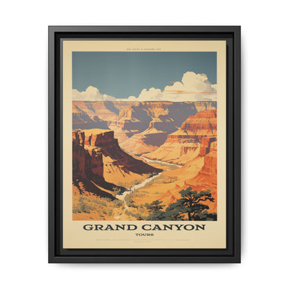 "Vintage Grand Canyon Scenic Tours Poster - Matte Canvas Wall Art with Black Frame" Matte Canvas, Black Frame