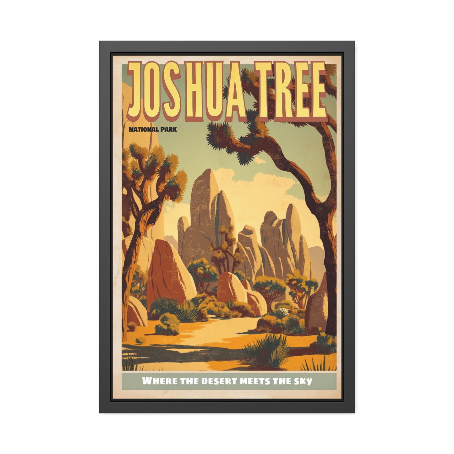 Joshua Tree Framed Poster - Vintage National Park Travel Print