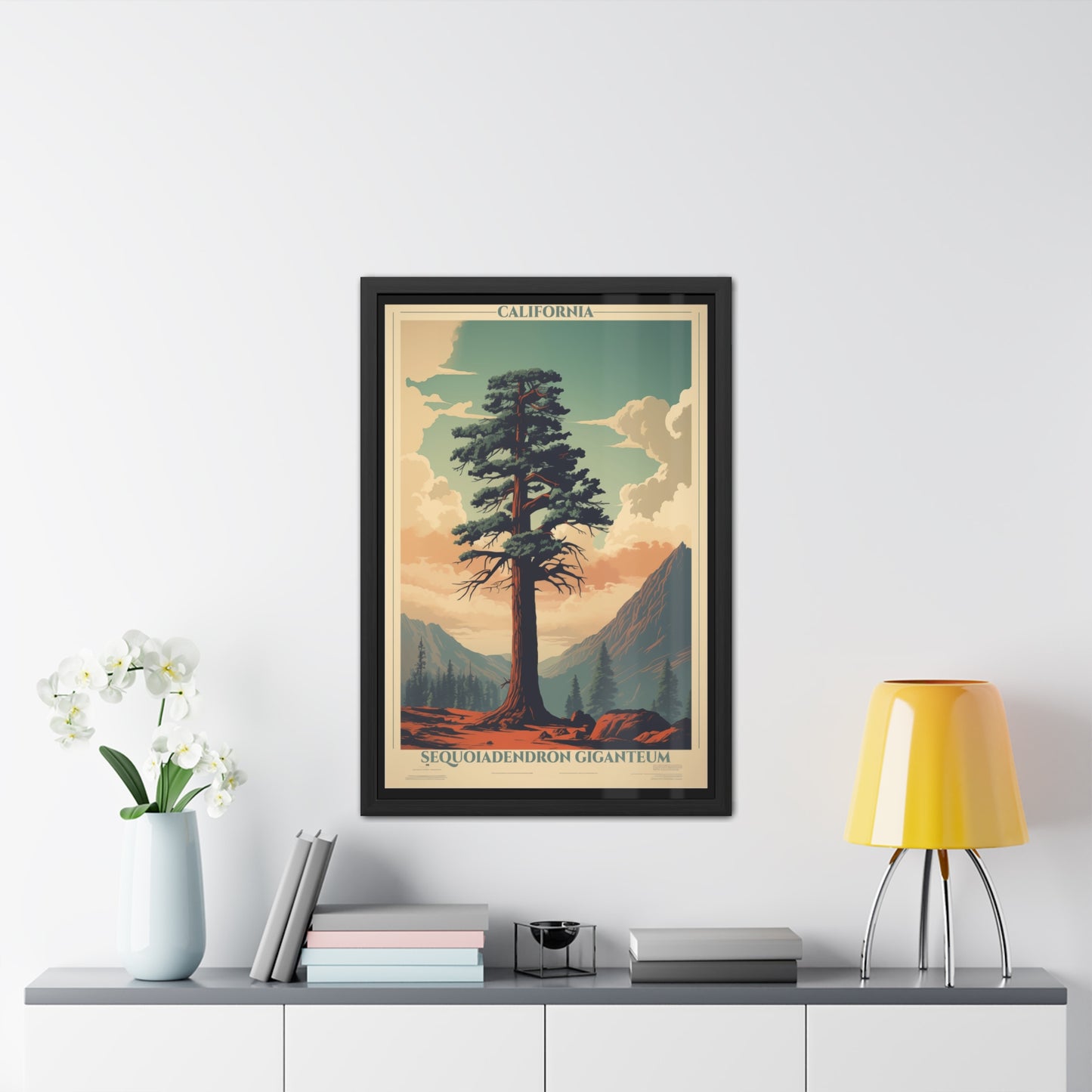 Vintage California Poster - Sequoiadendron Giganteum, Giant Sequoia Art Print Framed Posters