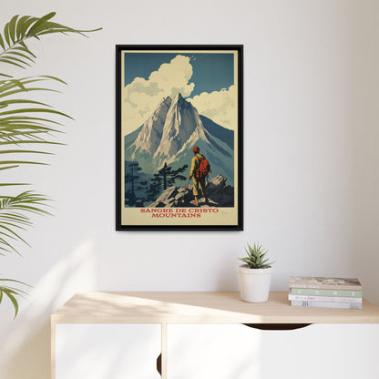 "Vintage Sangre de Cristo Mountains Poster - Matte Canvas Wall Art with Black Frame" Matte Canvas, Black Frame