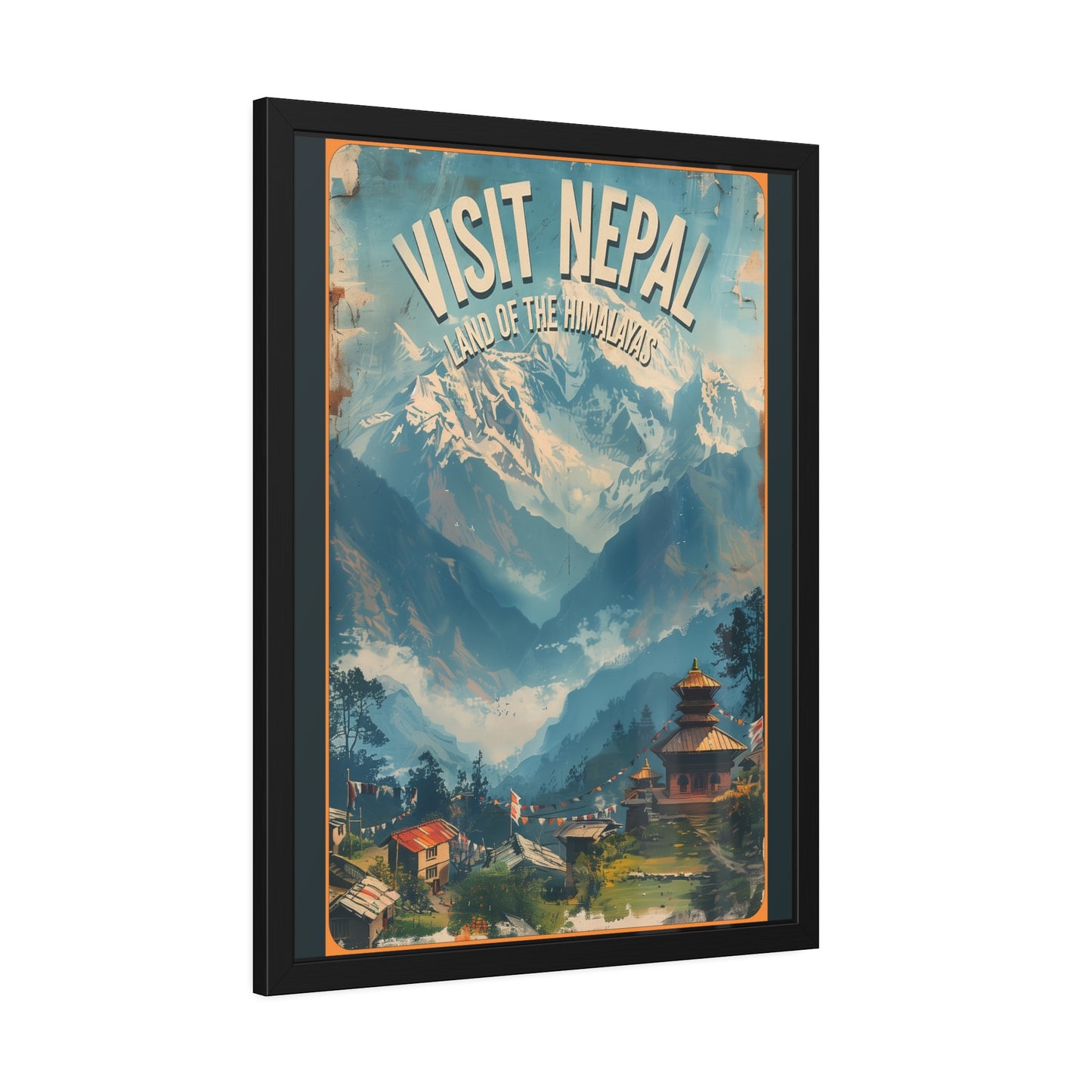 Visit Nepal Vintage Travel Poster — Framed Paper Poster