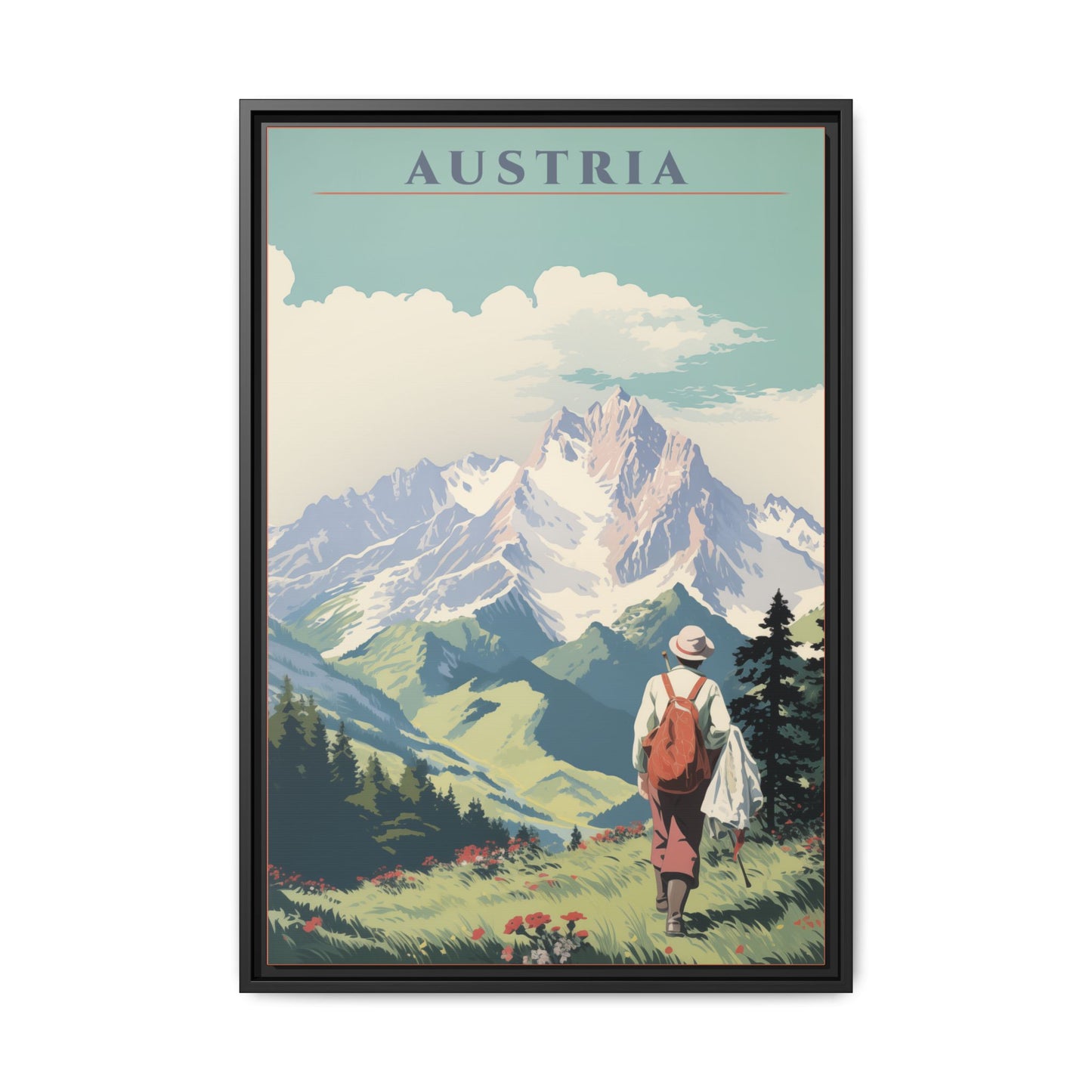 "Austria Vintage Travel Poster | Matte Canvas with Black Frame"