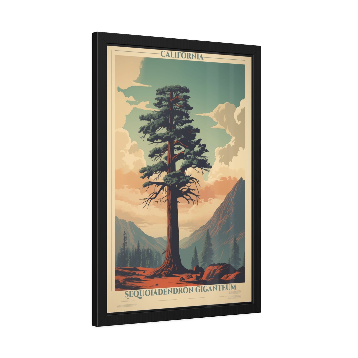 Framed Poster — Vintage California Sequoia Tree Print