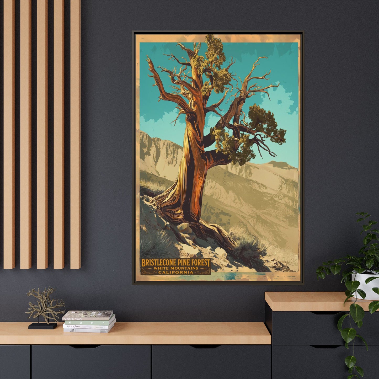 Bristlecone Pine Forest Framed Canvas Print — Vintage National Park Travel Poster