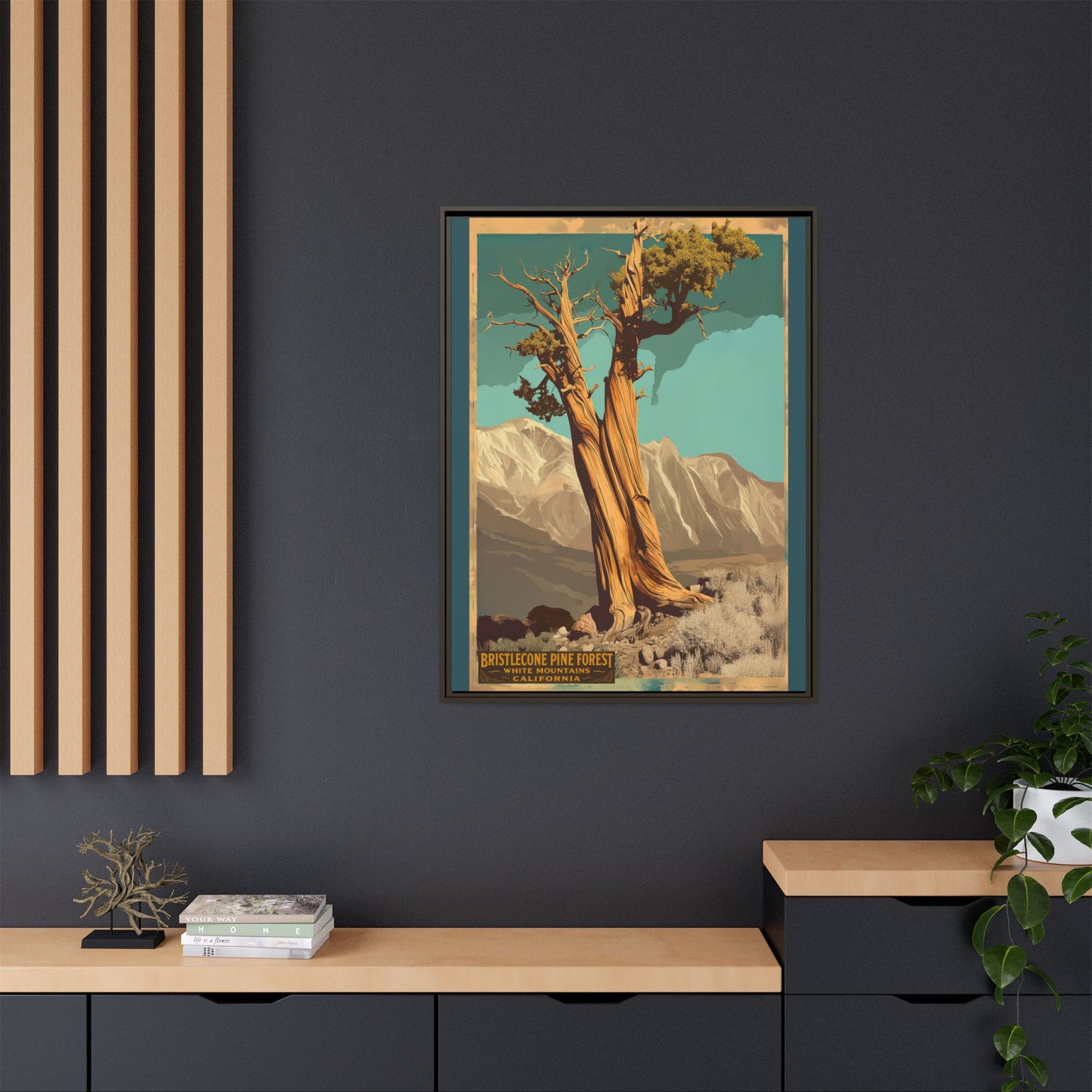 Bristlecone Pine Forest Vintage Art Print — Framed Matte Canvas