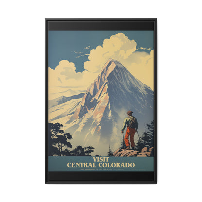 "Vintage Central Colorado Travel Poster - Matte Canvas Wall Art with Black Frame" Matte Canvas, Black Frame