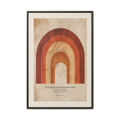 Framed Matte Canvas Wall Art - Retro Rainbow Design