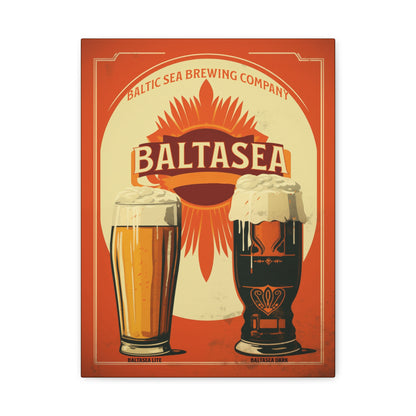 "Vintage Baltasea Brewing Poster - Baltic Sea Brewing Company Frameless Stretched Matte Canvas" Matte Canvas, Stretched, 1.25"