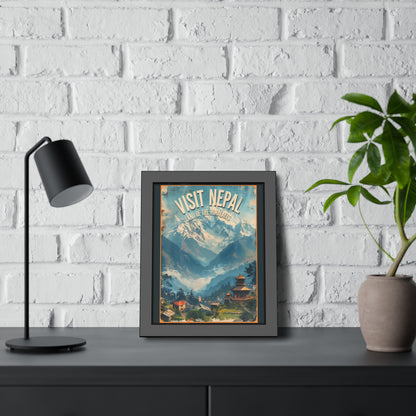 Visit Nepal Vintage Travel Poster — Framed Paper Poster