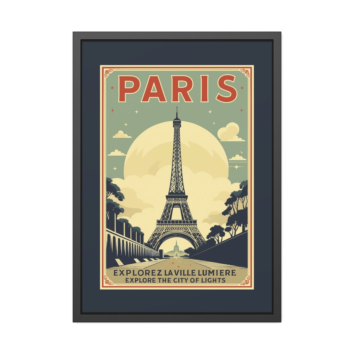 Paris Travel Poster Framed Print — Explorez La Ville Lumière Vintage Wall Art