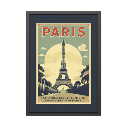 Paris Travel Poster Framed Print — Explorez La Ville Lumière Vintage Wall Art