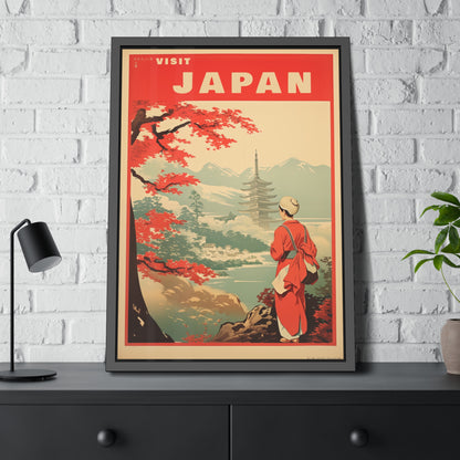 Visit Japan Vintage Travel Poster — Framed Paper Poster