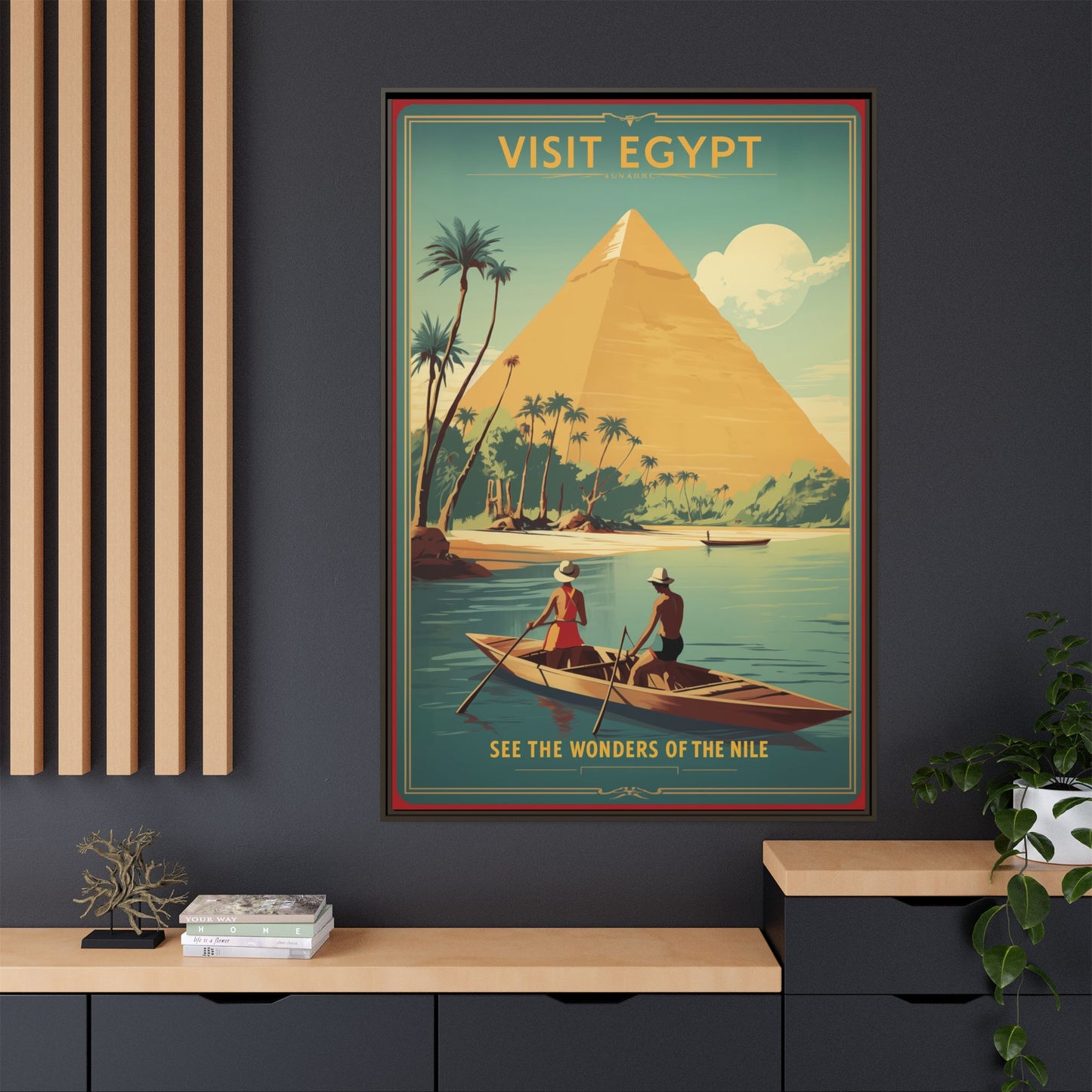 See the Wonders of the Nile — Egypt Nile Vintage Matte Canvas Framed Print