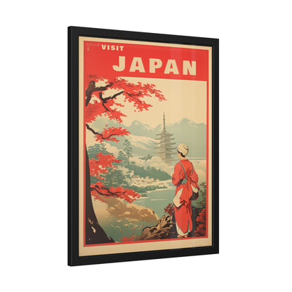 Visit Japan Vintage Travel Poster — Framed Paper Poster