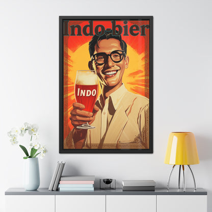 Vintage Indo Beer Framed Poster | Retro Bar Wall Art Print with Wooden Frame, Ready to Hang
