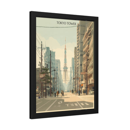 Tokyo Tower Framed Poster — Vintage Cityscape Wall Art