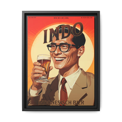 "Vintage Indo Beer Poster - Indonesisch Bier 1965 Matte Canvas Wall Art with Black Frame" Matte Canvas, Black Frame