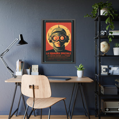Framed Paper Poster — Retro Sci‑Fi 'La Squadra Spaziale' Wall Art