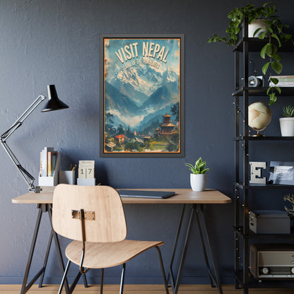 Visit Nepal Vintage Travel Poster — Framed Paper Poster