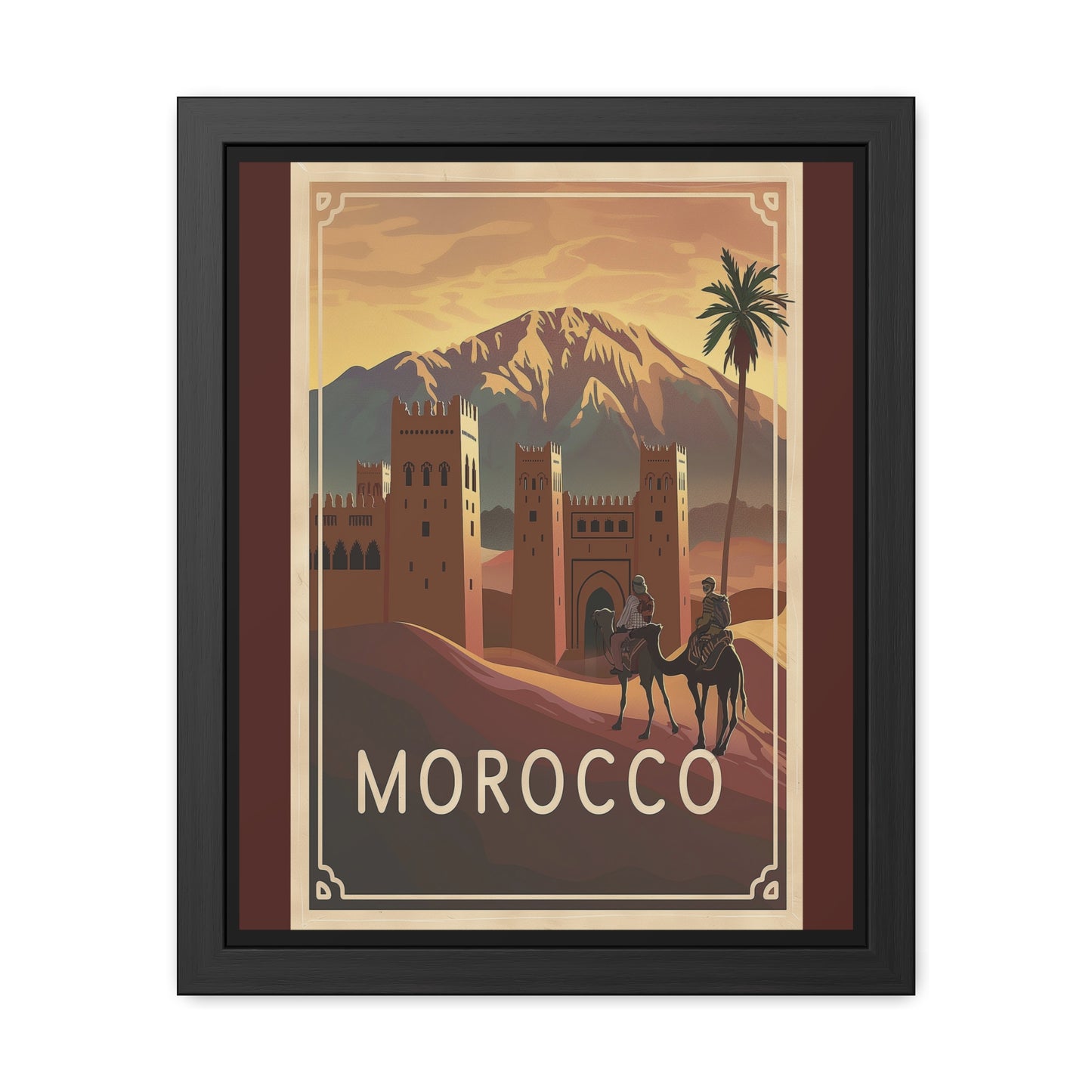 Framed Morocco Travel Poster — Vintage Desert Wall Art_M