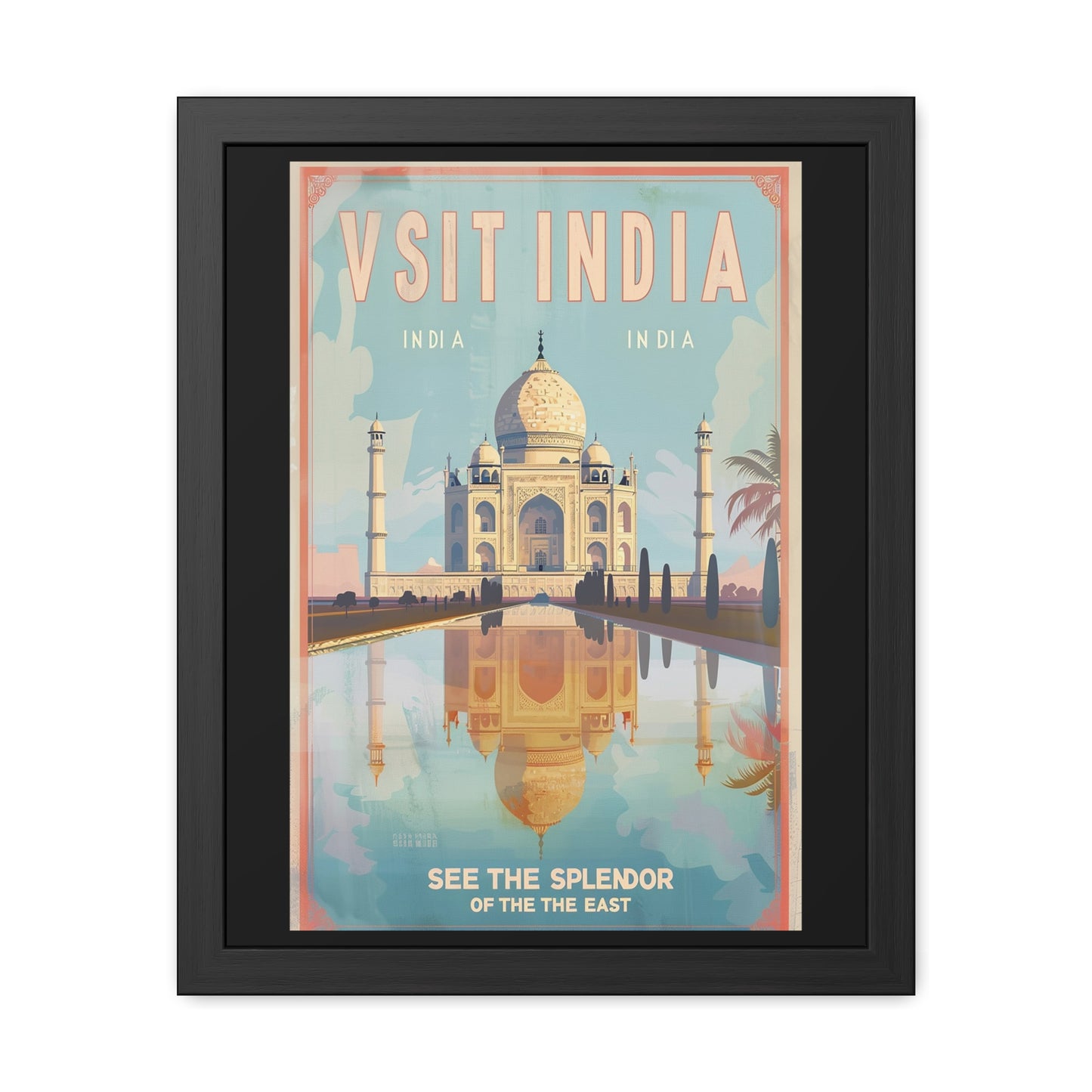 Vintage India Travel Poster — “See the Splendor of the East” | Framed Wall Art by Vintageanna