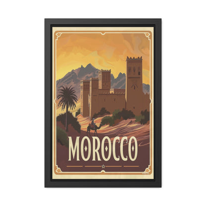 Vintage Morocco Travel Poster — “Golden Desert Evenings” | Framed Wall Art by Vintageanna