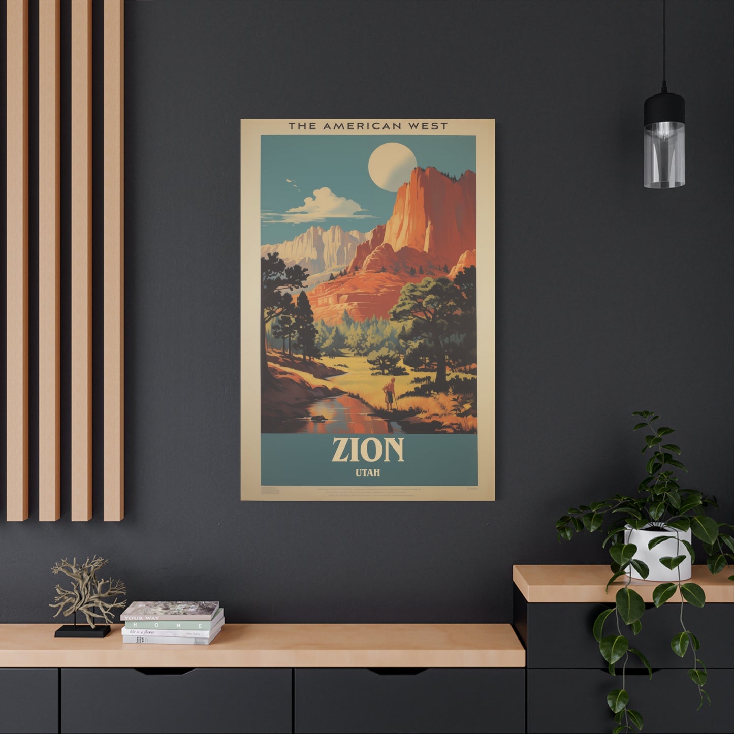 "Vintage Zion National Park Poster - The American West Matte Stretched Canvas" Matte Canvas, Stretched, 1.25"