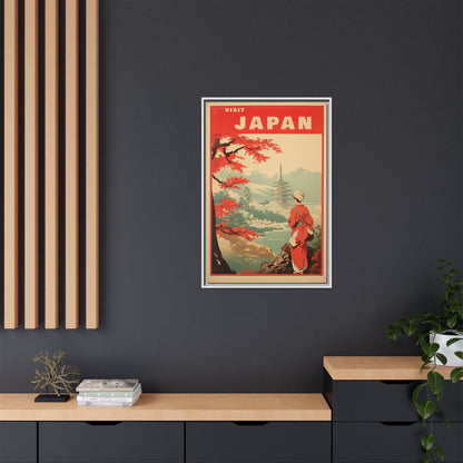 Visit Japan Vintage Travel Poster Matte Canvas Print (Framed)