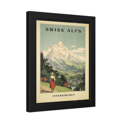 Swiss Alps Vintage Travel Poster Framed Print
