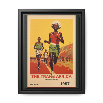 "The Trans Africa Marathon – Vintage Angola Sports Canvas (1957)"Matte Canvas, Black Frame