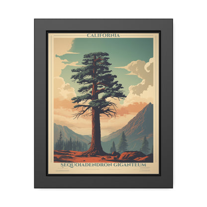 Framed Poster — Vintage California Sequoia Tree Print
