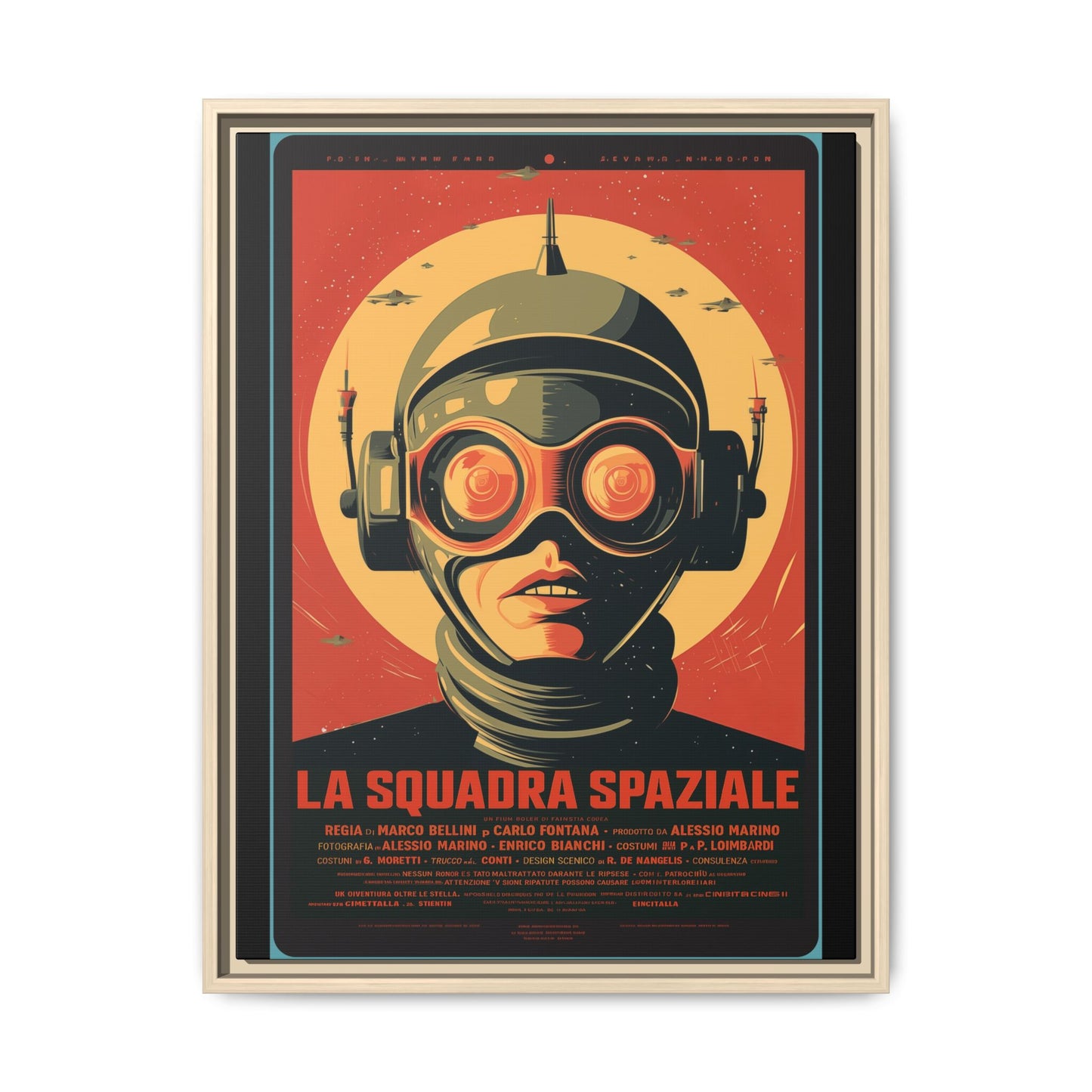 La Squadra Spaziale Retro Space Poster — Matte Framed Canvas