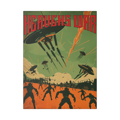 "Vintage Sci-Fi Poster - 'Heavens War: Alien Invasion' Retro Battle Scene", Classic Stretched Canvas