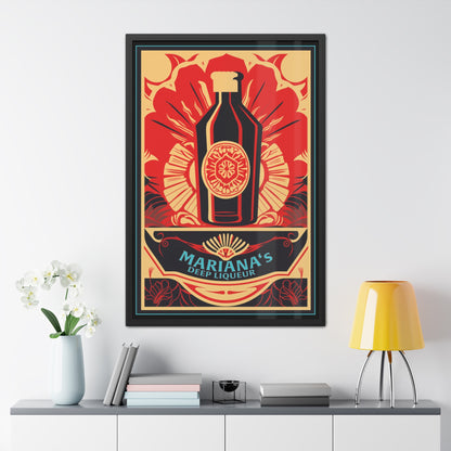 Mariana's Deep Liqueur Art Deco Poster - Exotic Elegance with Tropical Vibes Framed Posters