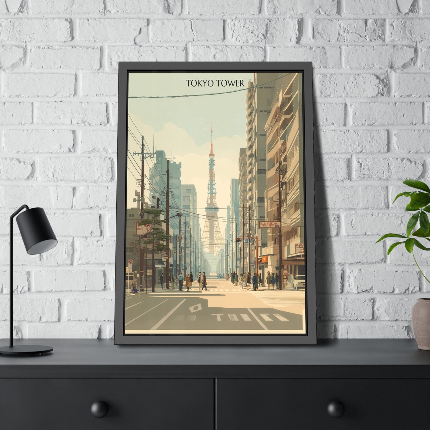 Tokyo Tower Framed Poster — Vintage Cityscape Wall Art