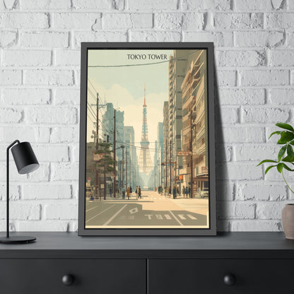 Tokyo Tower Framed Poster — Vintage Cityscape Wall Art