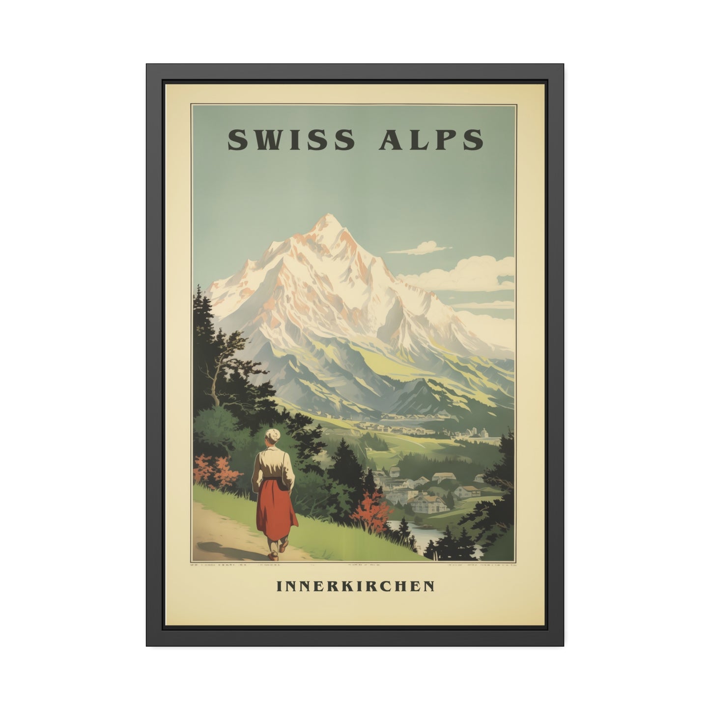 Swiss Alps Vintage Travel Poster Framed Print