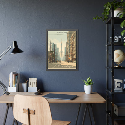Tokyo Tower Framed Poster — Vintage Cityscape Wall Art